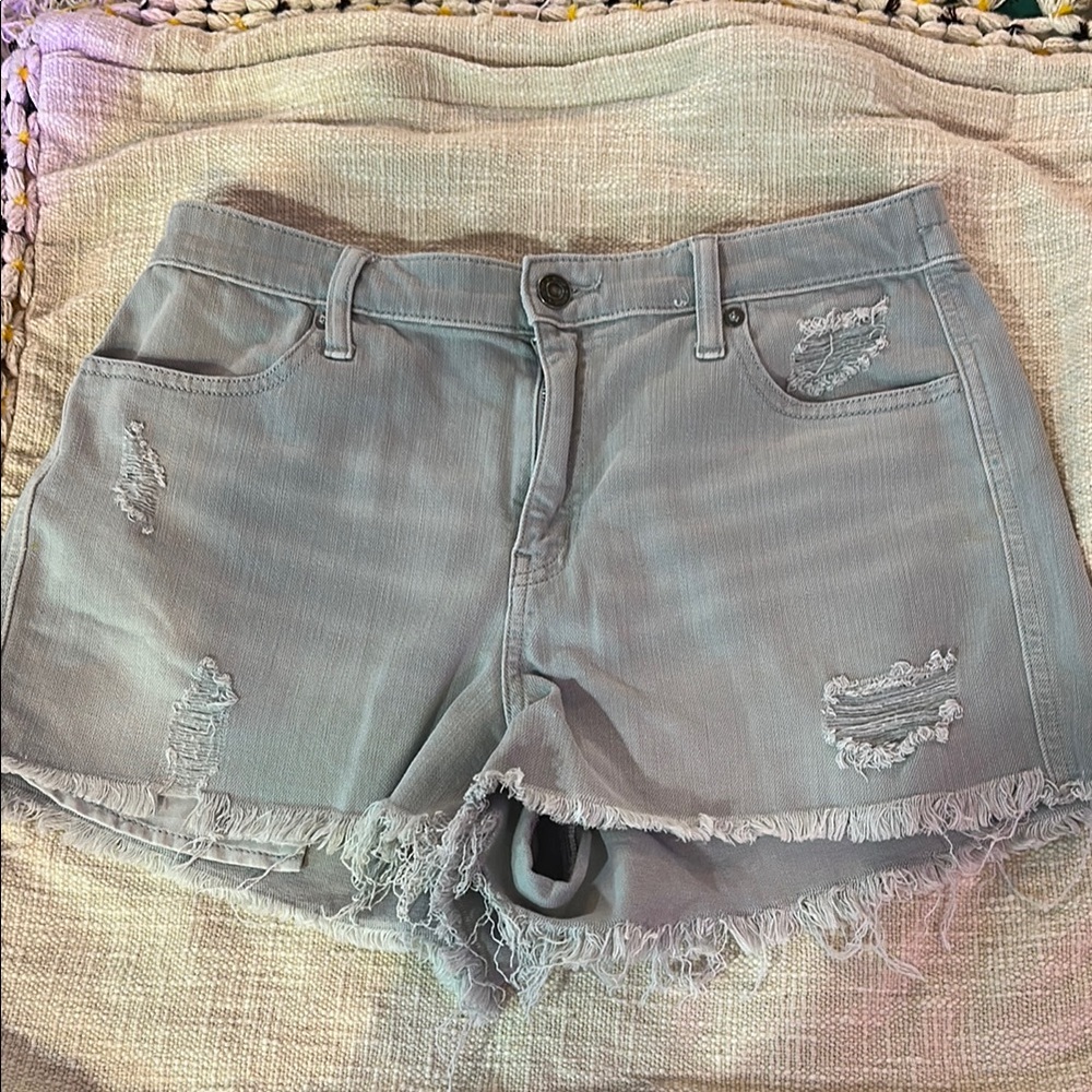Aerie Gray Jean Shorts with Distressed Style